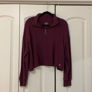 Hollister Quarter Zip Waffle Long Sleeve Shirt Size: L
